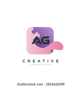 Design-Templates für das Logo der AG Initial Letter mit wellenfarbiger Kunst.