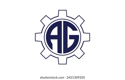 AG initial letter mechanical circle logo design vector template. industrial, engineering, servicing, word mark, letter mark, monogram, construction, business, company, corporate, commercial, geometric