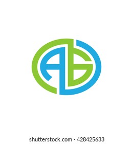 AG initial letters looping linked ellipse logo green blue