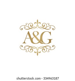 A&G Initial logo. Ornament ampersand monogram logo gold