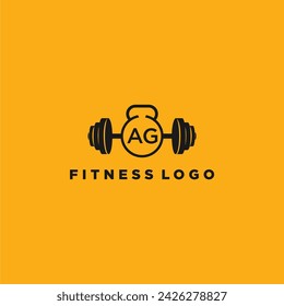 AG initial monogram for fitnes or gym logo with creative barbell design
