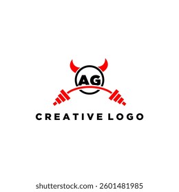AG initial monogram for fitnes or gym logo with devil style design