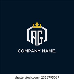 AG initial monogram logo design for hexagon style  crown elegant image