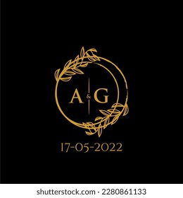 AG initial monogram wedding with creative circle line