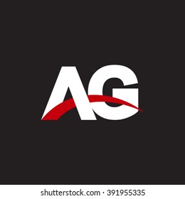 AG initial overlapping swoosh letter logo white red black background