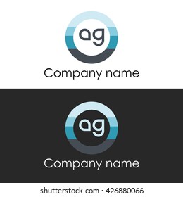 AG letter circle shape icon logo white blue