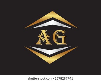 AG Letter company name vector logo design ,AG logo design icon, 
AG letter abstract golden and silver gradient logo design.
