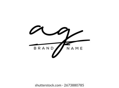 Logotipo de caligrafia cursiva elegante da carta AG.