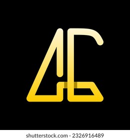 AG Letter Initial Logo Design Template Vector Illustration. Yellow Gold Typography on Black Background