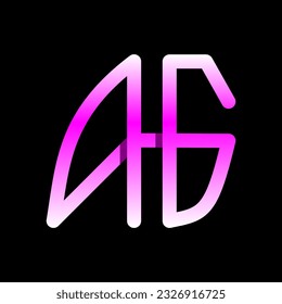 AG Letter Initial Logo Design Template Vector Illustration. Purple White Typography on Black Background