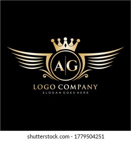AG Letter Initial with Royal Wing Logo Template.