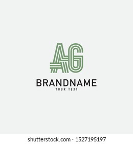 AG Letter Logo With Black Lines Design. Line Letter Symbol Vector Illustration.