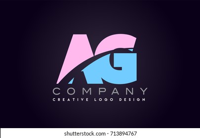 ag letter logo combination alphabet vector creative company icon design template modern  pink blue bold