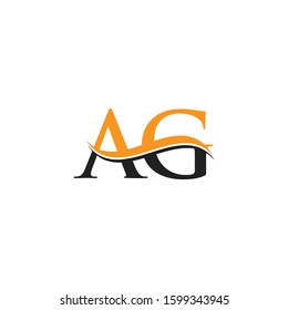 AG Letter Logo With Creative Modern Wave Typography Vector Template. Creative Alphabetical AG Logo Design.