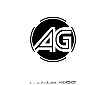AG letter logo round black