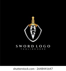 AG carta monograma de luxo para escudo e espada estilo imagem
