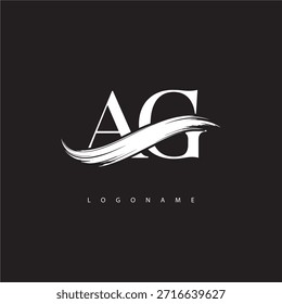 Logotipo de monograma de letra AG con pincelada para la identidad de marca moderna