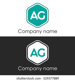 AG letter round hexagon shape blue