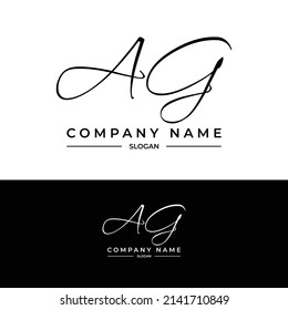 AG letters signature logo, Handwriting logo, Handwritten logo, AG, AG lettering, Letters AG