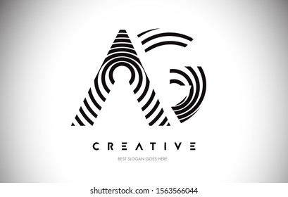 AG Lines Warp Logo Design.Vector Letter Icon Made with Circular Lines.