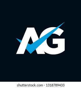 AG Logo of the Letter Tick Blue Initial Capital Designs Template