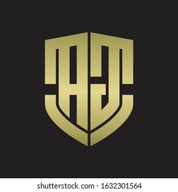AG Logo monogram with emblem shield shape design isolated gold colors on black background