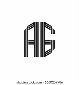 AG Logo monogram outline style linked isolated on white background