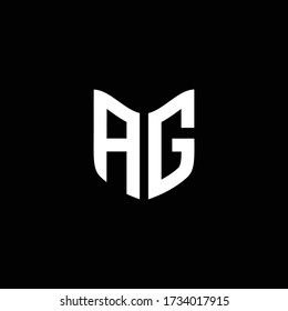 Monograma del logotipo de AG con plantilla de diseño de forma de escudo