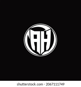 AG Logo monogram shield shape with three point sharp rounded design template on black background