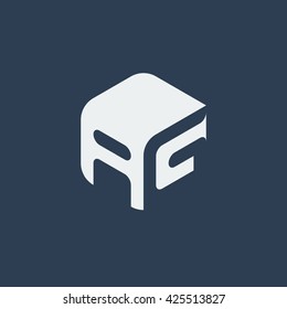 AG Logo.. Vector Graphic Business Branding Letter Element Illustration. Cube Negative Space Design. Dark Background