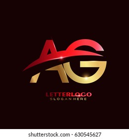 AG Logo Vector. Initial letter Logo Template in Modern Design with Red and Gold Color for Company and Business Logo

