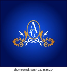 AG Logo with a vintage look in a Art Nouveau style - Vector