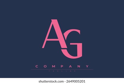 AG Modern Initials Logo Design. Branding logo with stylized initials showcasing bold design and modern aesthetic. Ideal for professional business branding or creative projects focusing on minimalistic