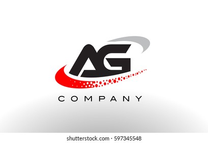 AG Modern Letter Logo Design with Creative Red Dotted Swoosh Vector 