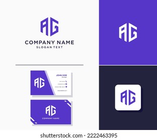 AG modern logo initials hexagon monogram. used for brand identity.