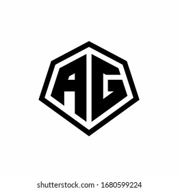 Logotipo de monograma AG con forma hexagonal y plantilla de diseño de estilo redondeado de línea aislada en fondo blanco