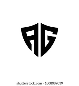 AG monogram logo with shield shape design template isolated on white background
