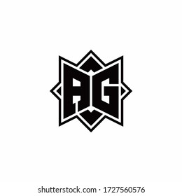 AG monogram logo with square rotate style outline design template
