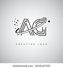 AG Orbit Monogram Logo – Futuristic Minimal Letter mark with Circular Line Art, Tech-Inspired Dots and Space Motion Concept for Modern Branding Identity