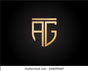 AG shield shape Letter Design in gold color