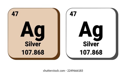 Ag, Silver element vector icon, periodic table element. Vector illustration EPS 10 File. Isolated on white background.