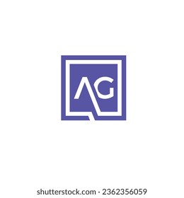 AG Square Framed Letter Logo Design Vector with Black and White Colors
