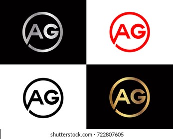 AG text gold black silver modern creative alphabet letter logo design vector icon


