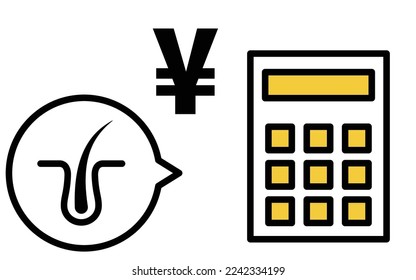 AGA (thinning hair treatment) and calculator (price) icons, image of AGA