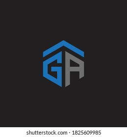 AGA Diseño único de logotipo abstracto plano y moderno de color azul y gris.