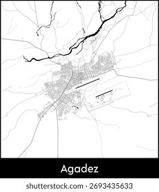 Agadez city map, Niger - Topographic vector map poster
