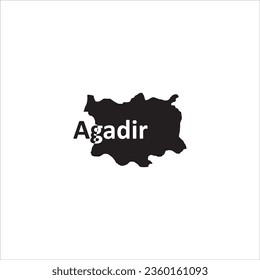 Agadir Morocco map and black letter design on white background