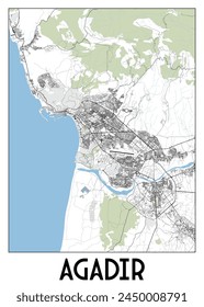 Agadir Morocco map poster art