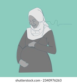 again muslim Arab pregnant outline