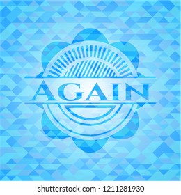 Again realistic sky blue emblem. Mosaic background
